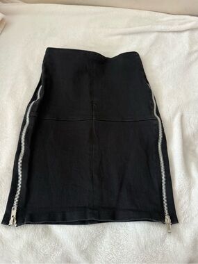 Black Pencil Skirt with Silver Side Zippers